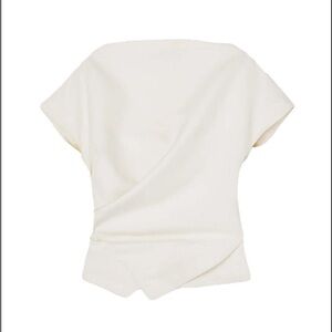 RÓHE Draped Wool Lapel Top In Ivory